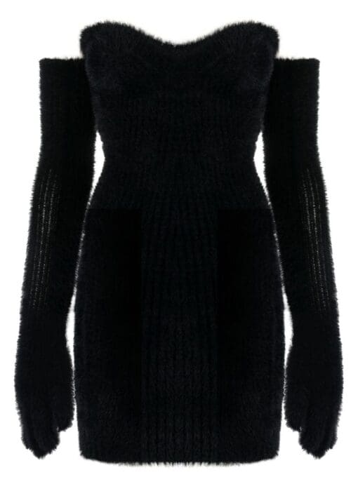 Off-White  Fuzzy Gloves strapless minidress