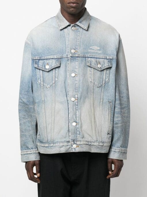 Balenciaga  Large-Fit logo-print denim jacket - Image 3