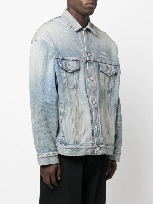 Balenciaga  Large-Fit logo-print denim jacket - Image 4