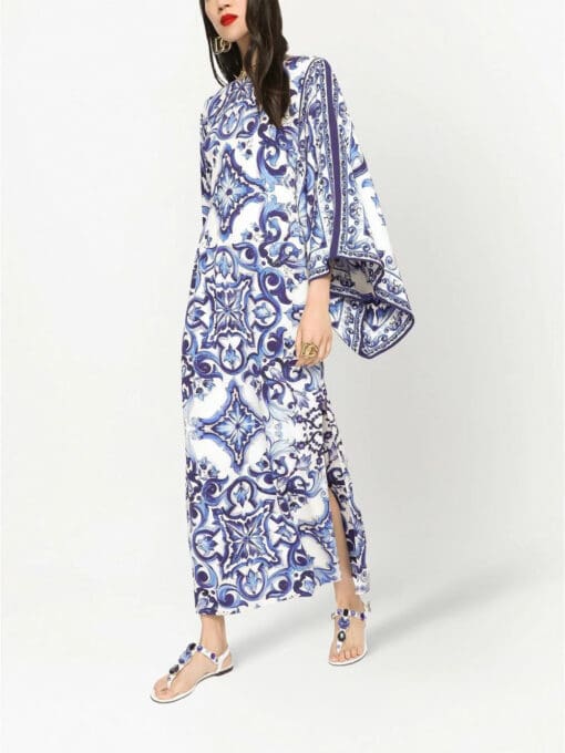 Dolce & Gabbana  Maiolica-print batwing-sleeve dress - Image 2