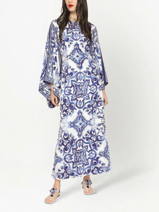 Dolce & Gabbana  Maiolica-print batwing-sleeve dress - Image 3