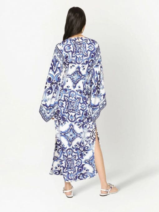 Dolce & Gabbana  Maiolica-print batwing-sleeve dress - Image 4