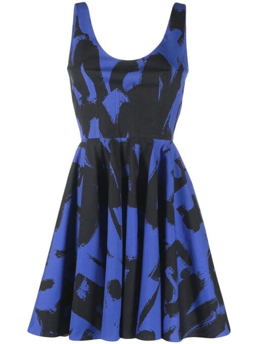 Alexander McQueen  graffiti-print sleeveless flared dress