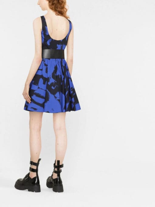 Alexander McQueen  graffiti-print sleeveless flared dress - Image 3