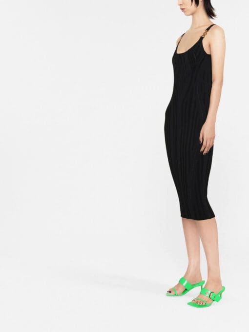 Versace  logo-plaque ribbed midi dress - Image 4