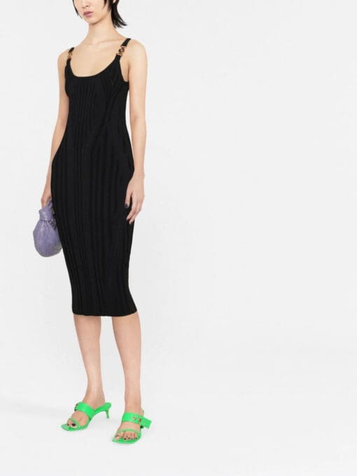 Versace  logo-plaque ribbed midi dress - Image 2