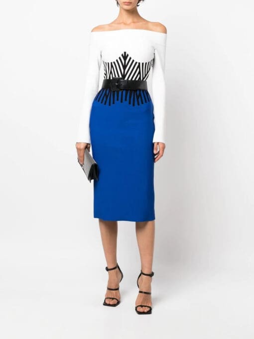 Alexander McQueen  off-shoulder long-sleeve midi dress - Image 2