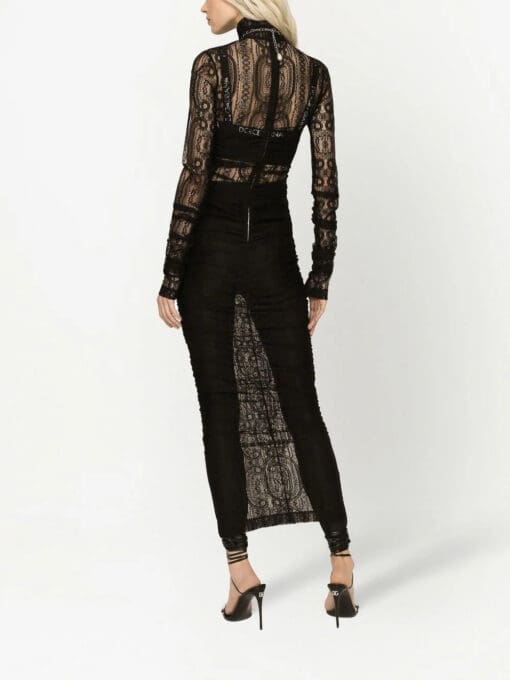 Dolce & Gabbana  semi-sheer lace roll-neck dress - Image 4