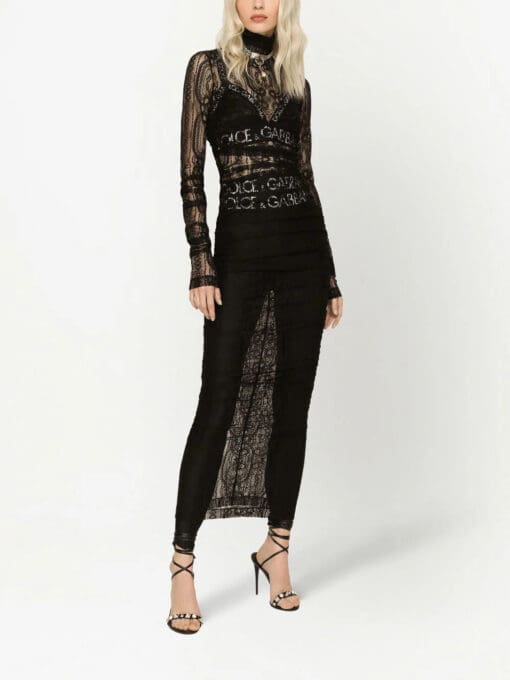 Dolce & Gabbana  semi-sheer lace roll-neck dress - Image 3