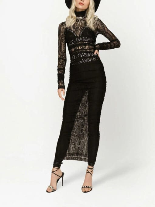 Dolce & Gabbana  semi-sheer lace roll-neck dress - Image 2