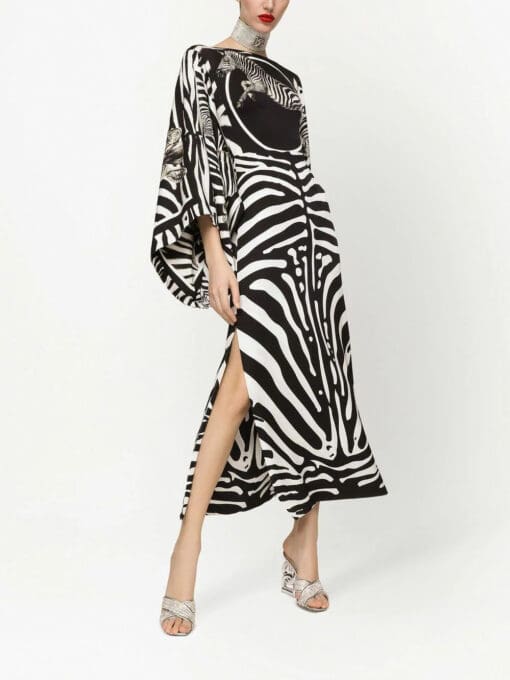 Dolce & Gabbana  zebra print draped midi dress - Image 2