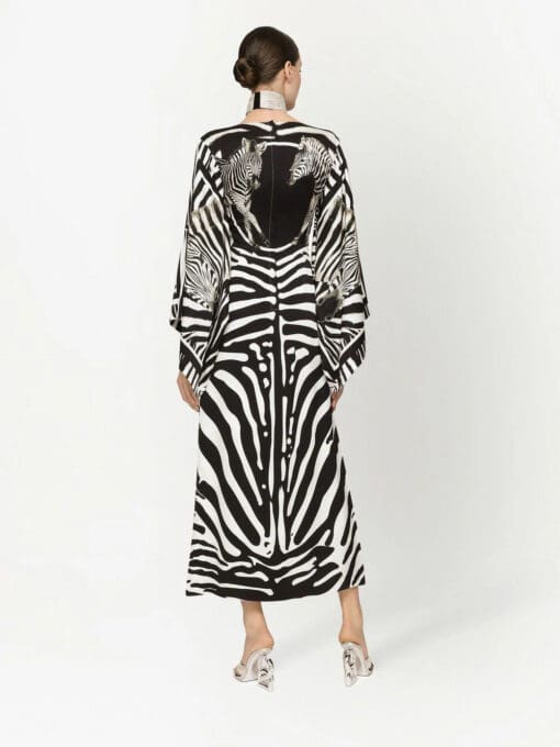 Dolce & Gabbana  zebra print draped midi dress - Image 4