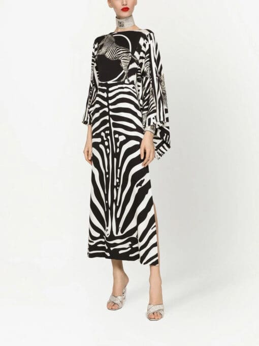 Dolce & Gabbana  zebra print draped midi dress - Image 3