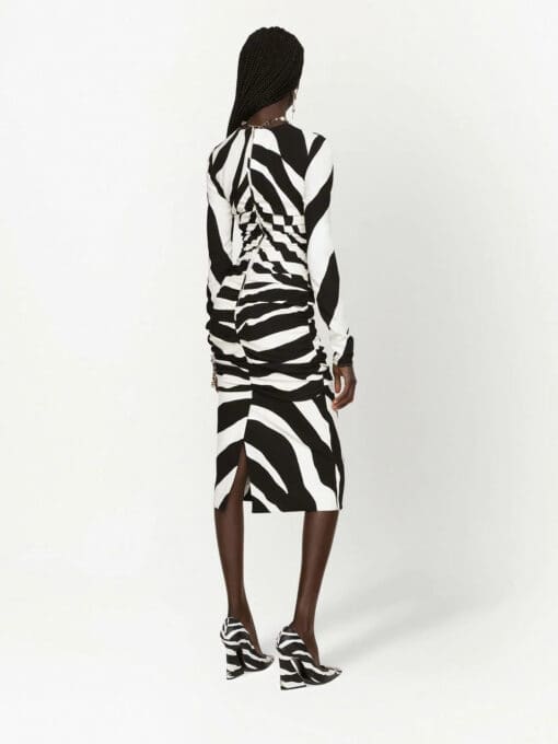 Dolce & Gabbana  zebra-print long-sleeve dress - Image 4