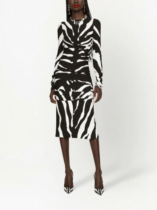 Dolce & Gabbana  zebra-print long-sleeve dress - Image 3