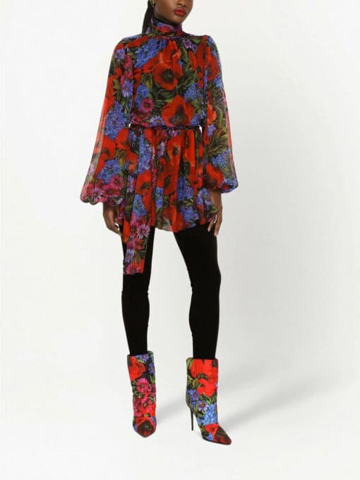 Dolce & Gabbana  floral-print silk-chiffon minidress - Image 3