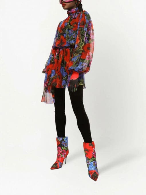 Dolce & Gabbana  floral-print silk-chiffon minidress - Image 2