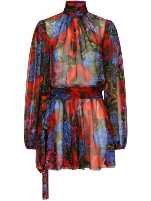 Dolce & Gabbana  floral-print silk-chiffon minidress