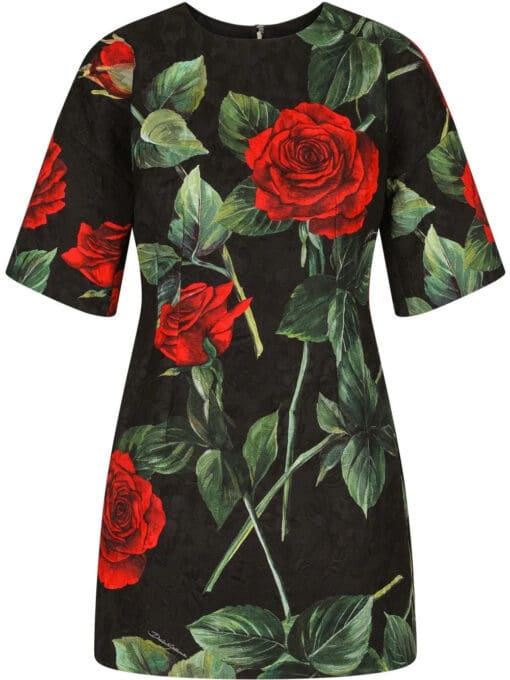 Dolce & Gabbana  rose-print silk-blend dress