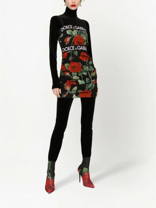 Dolce & Gabbana  rose-print silk-blend dress - Image 2