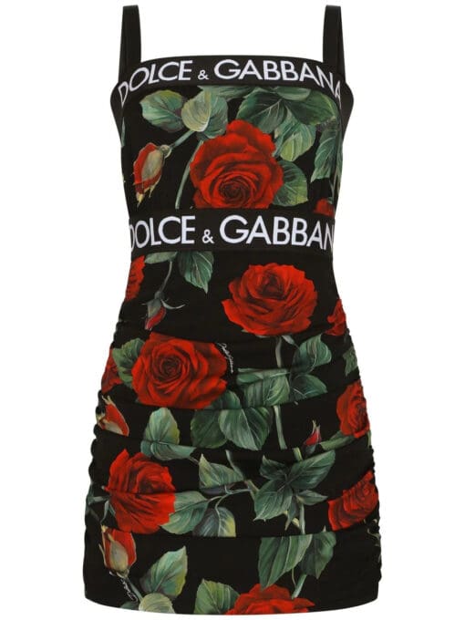 Dolce & Gabbana  rose-print silk-blend dress