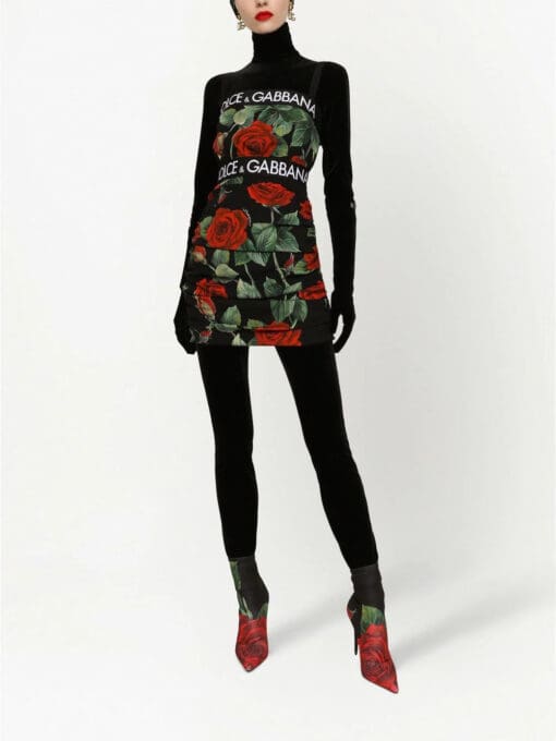 Dolce & Gabbana  rose-print silk-blend dress - Image 3