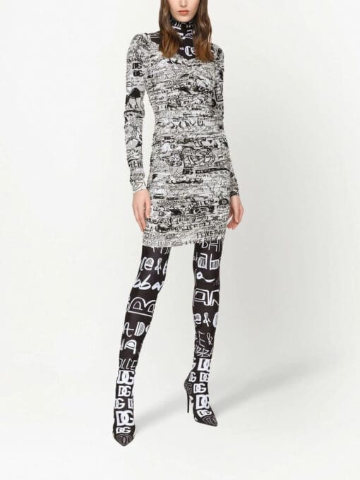 Dolce & Gabbana  logo-print stretch long-sleeve dress - Image 3