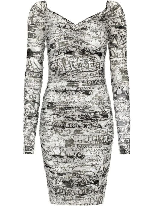 Dolce & Gabbana  logo-print stretch long-sleeve dress