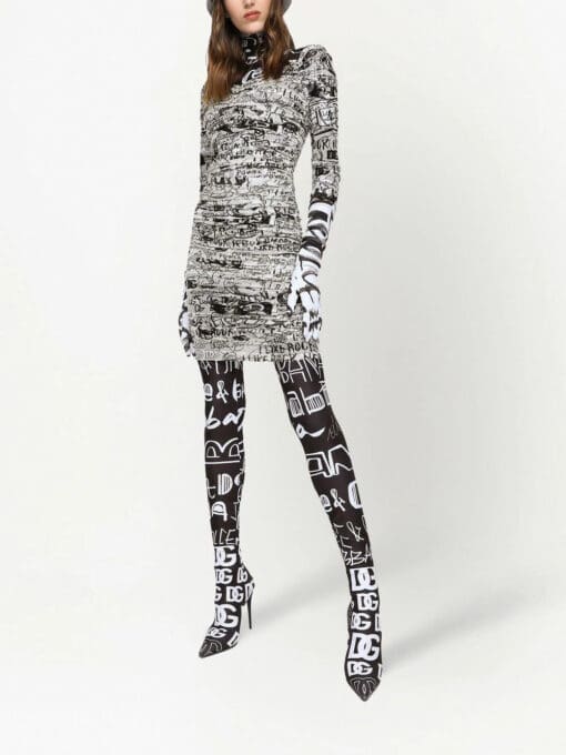 Dolce & Gabbana  logo-print stretch long-sleeve dress - Image 2