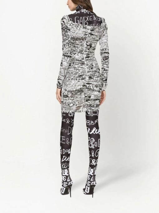 Dolce & Gabbana  logo-print stretch long-sleeve dress - Image 4