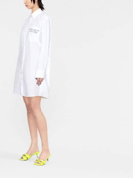 Off-White  logo-embroidered shirt dress - Image 4