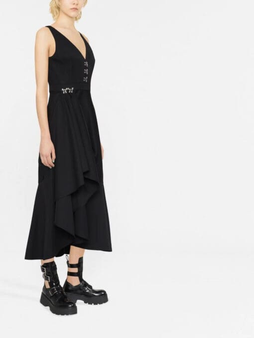 Alexander McQueen  V-neck wool mid-length dress - Image 3