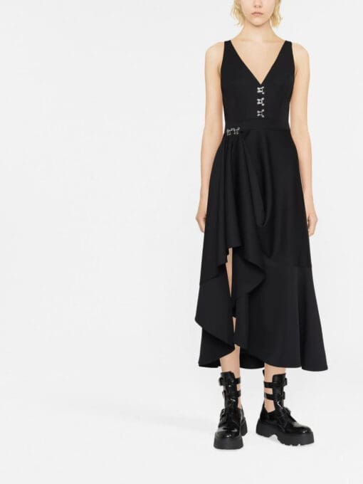 Alexander McQueen  V-neck wool mid-length dress - Image 2