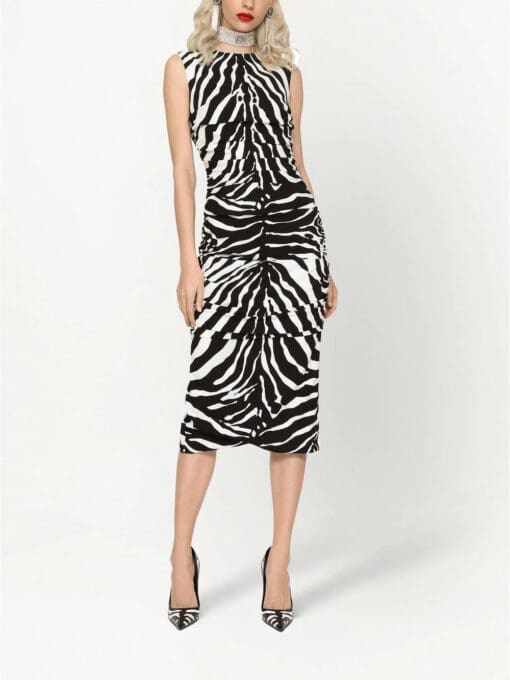 Dolce & Gabbana  zebra-print midi pencil dress - Image 3