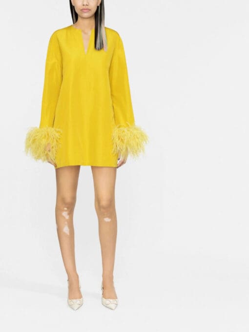 Valentino Garavani  feather-trim minidress - Image 2