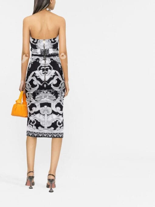 Versace  Barocco-print cut-out midi dress - Image 4