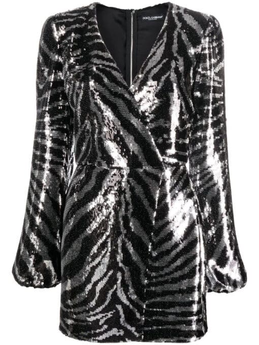 Dolce & Gabbana  zebra sequin wrap dress