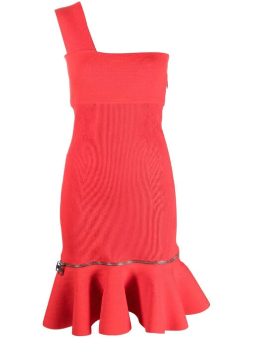 Alexander McQueen  one-shoulder ruffle-hem dress