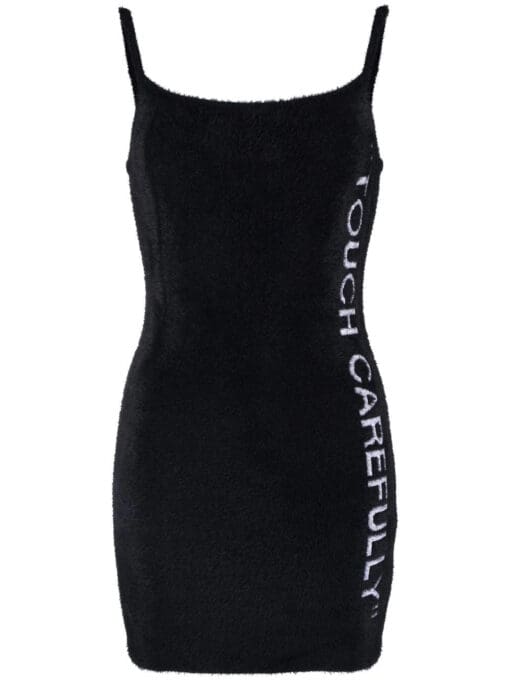 Off-White  slogan detail fuzzy mini dress