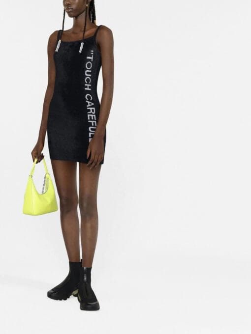 Off-White  slogan detail fuzzy mini dress - Image 3