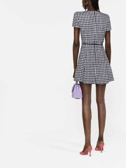 Versace  belted houndstooth dress - Image 4