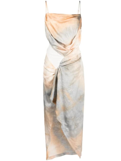 Off-White  tie-dye draped slip dress