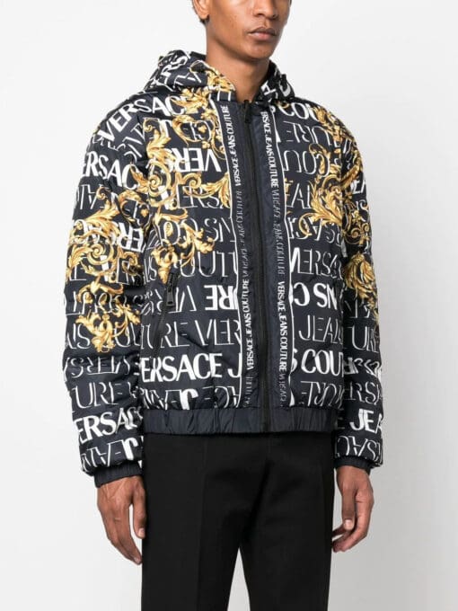 Versace Jeans Couture  logo-print zip-up hooded jacket - Image 3