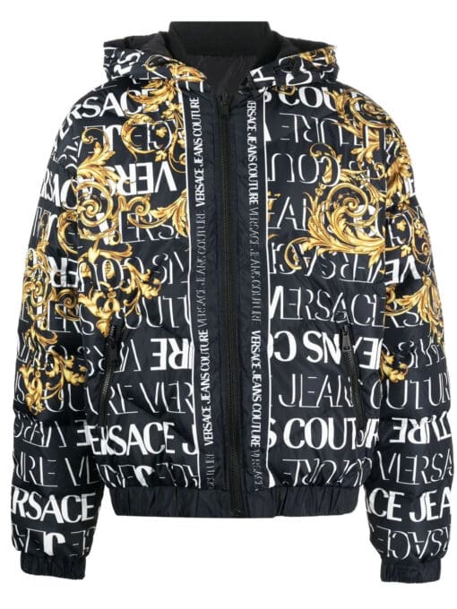 Versace Jeans Couture  logo-print zip-up hooded jacket