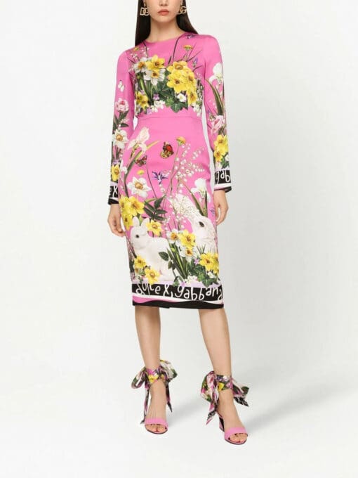 Dolce & Gabbana  silk floral-print midi dress - Image 3