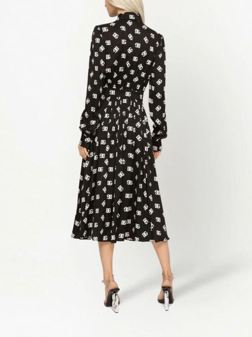 Dolce & Gabbana  DG logo-print silk dress - Image 4