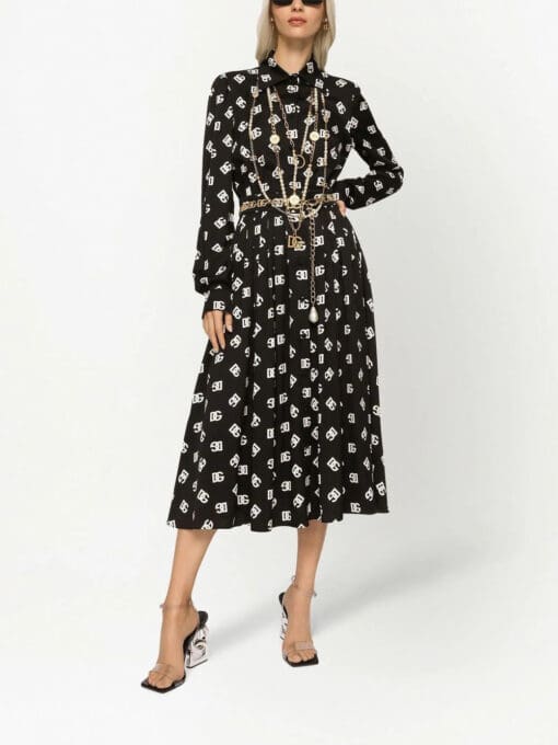 Dolce & Gabbana  DG logo-print silk dress - Image 2