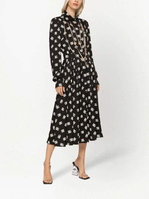 Dolce & Gabbana  DG logo-print silk dress - Image 3