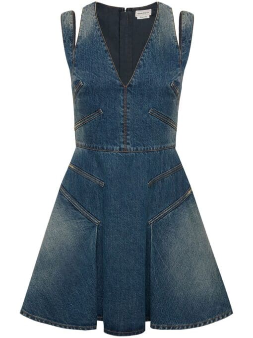 Alexander McQueen  V-neck denim minidress