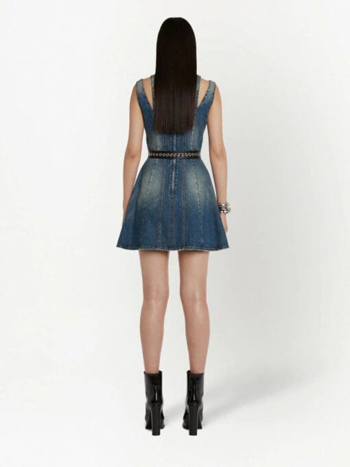 Alexander McQueen  V-neck denim minidress - Image 4